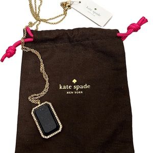 BNWT Kate Spade Night Sky Jewels emerald cut pendant necklace 32” blue sandstone